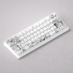 Black and white Miyazono Kaori PBT keycaps set featuring elegant line art, perfect for customizing 60%, 65%, or 68% mechanical keyboards.