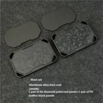 Premium black anodized modular aluminum wrist rest, providing customizable ergonomic comfort for mechanical keyboard users in a sleek modern setup.