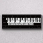 Ethereal Castle in the Sky Musical Note Cherry Keycap Set, showcasing iconic piano key designs and vibrant side-lit PBT keys for a musical artistic feel.