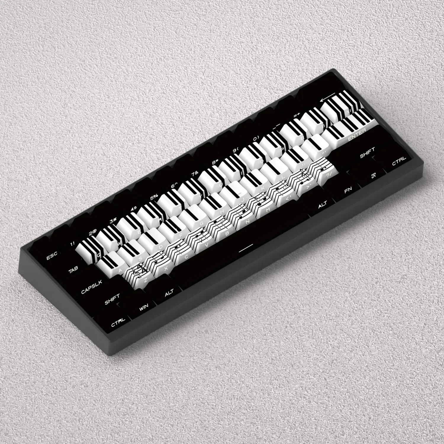 Multiple views of Castle in the Sky Musical Note Cherry Keycap Set featuring ethereal piano key, bringing musical note to life.