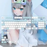 Showcase of adorable Nachoneko Keycaps Set, vibrantly designed with anime felines. Durable PBT kind of profile keycaps offer a playful, charming aesthetic.
