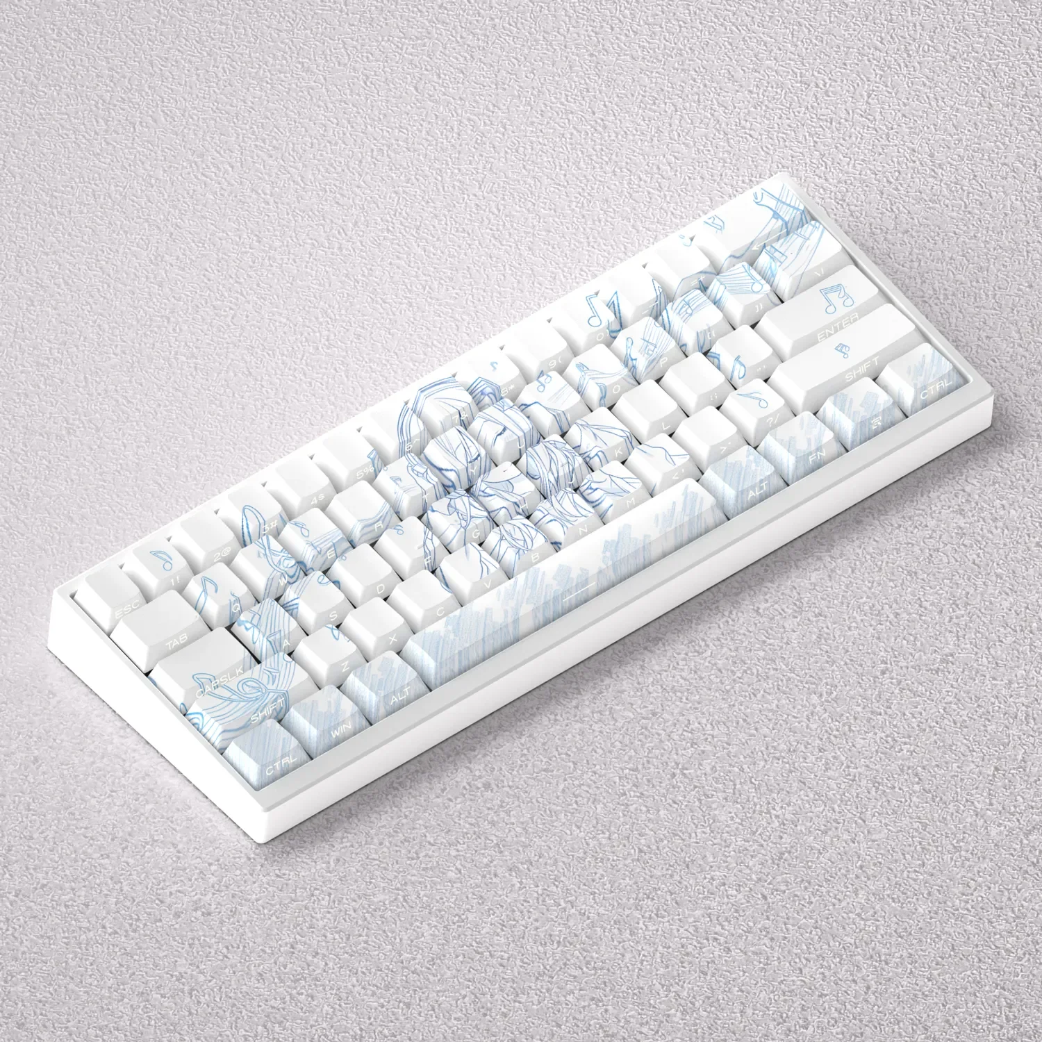 Vibrant Miku Nakano Keycap Set for mechanical keyboards, featuring 98 light-transmitting, side-engraved characters at original height.