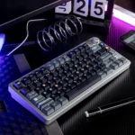 Gallery view of New York Subway PBT dye-sub keycaps set, showcasing iconic typography and durable legends from various angles, ideal for custom keyboards.