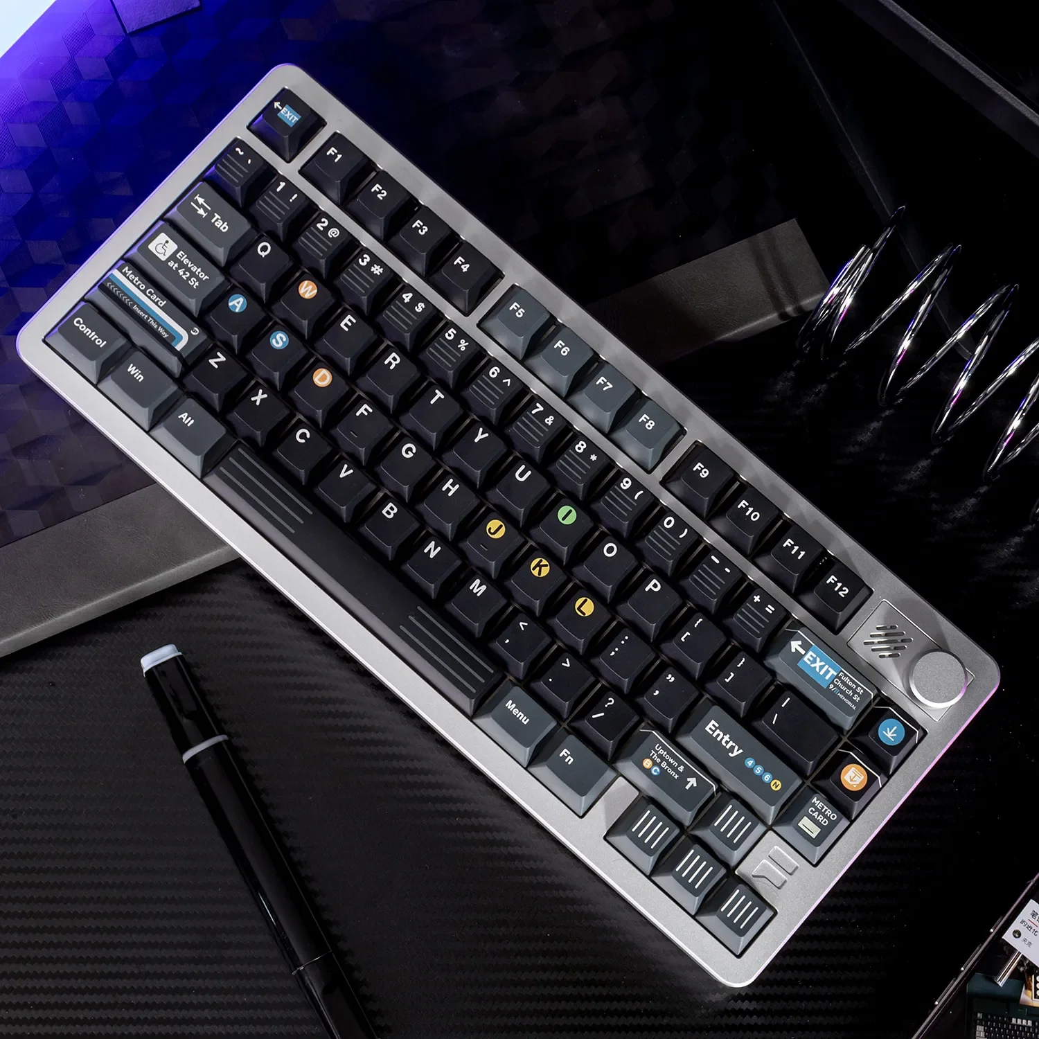 Iconic New York Subway PBT Dye-Sub Keycaps Set gallery. Detailed NYC transit typography on durable PBT, with bold black and fresh accent colors.