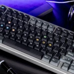 Gallery view of New York Subway PBT dye-sub keycaps set, showcasing iconic NYC typography and contrasting colors from various angles.