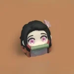 Nezuko Keycap: Vibrant 3D sculpted Demon Slayer artisan keycap shown from multiple angles, highlighting its intricate, iconic design.