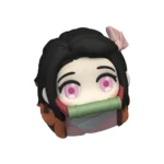 Artistic angles reveal the vibrant, sculpted 3D Nezuko Keycaps iconic Demon Slayer aesthetic and intricate details for mechanical keyboards.