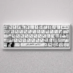 Artistic Nishimiya Shoko keycaps set, showcasing delicate A Silent Voice anime scenes and Shokos expressions on durable PBT dye-sub Cherry profile keys.