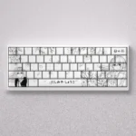 Nishimiya Shoko PBT dye-sub keycap set, featuring intricate A Silent Voice anime art and durable craftsmanship from multiple angles.