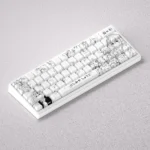 Nishimiya Shoko keycaps set gallery, displaying A Silent Voice artistic PBT dye-sub designs. Multiple angles reveal delicate expressions and iconic