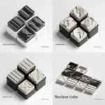 Nuclear Cube Series Keycaps showcasing its premium geometric industrial design with high-contrast textured finishes, perfect for gaming.