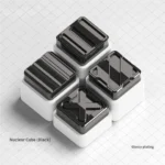 Nuclear Cube Series Keycaps, featuring a precision geometric design in premium industrial alloy with stunning high-contrast finishes.