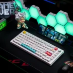 CherryBomb Playful PBT Keycap Set: Durable PBT dye-sub Cherry set. Crisp white with energetic pops, viewed from multiple angles for mechanical keyboards.