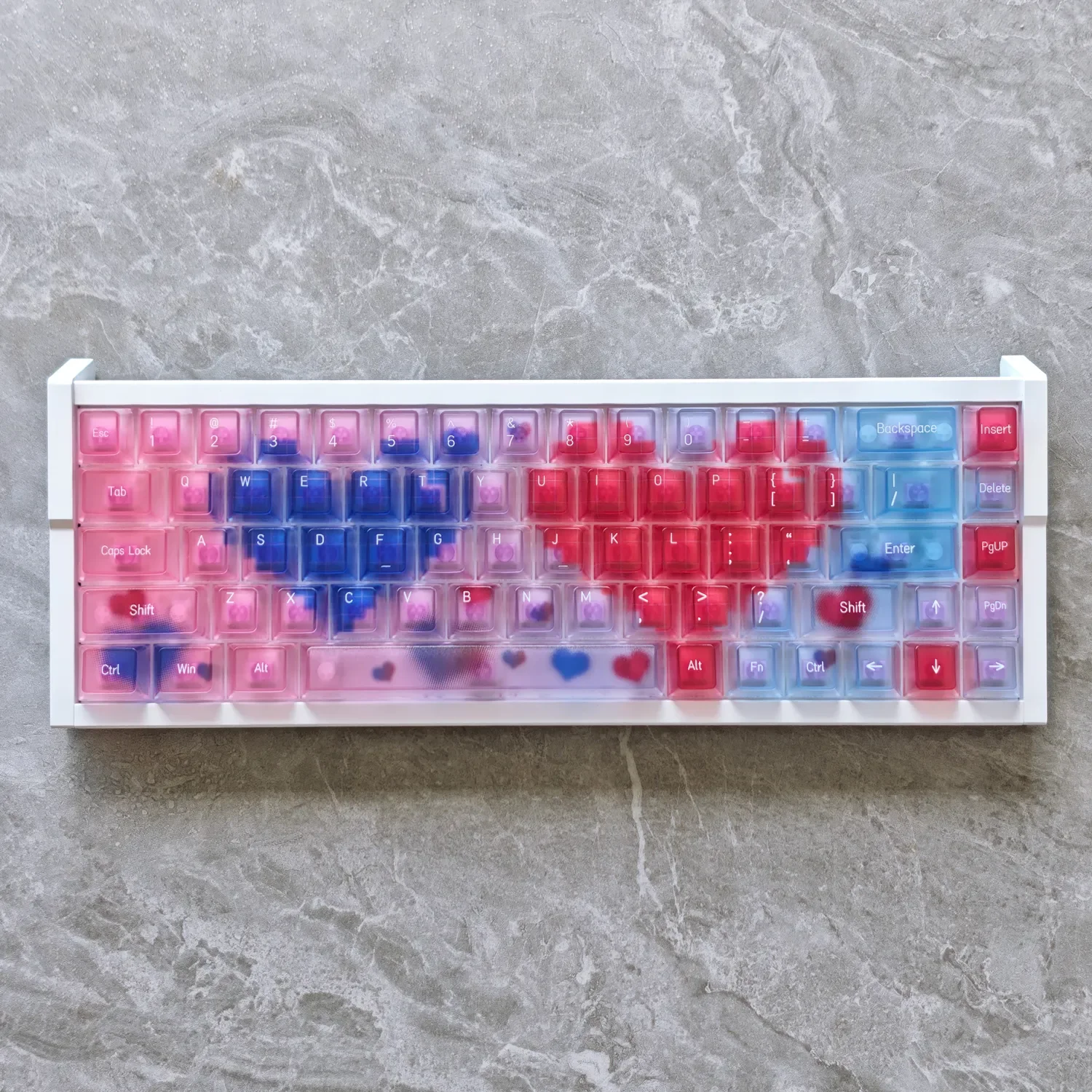 Ethereal Glow PC Keycap Set: premium misty translucent keycaps, backlight-ready, creating a modern atmospheric glow.