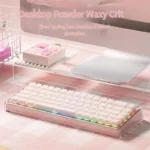 Elegant pink mechanical keyboard for silent wireless typing, featuring a soft matte finish and minimalist aesthetic.