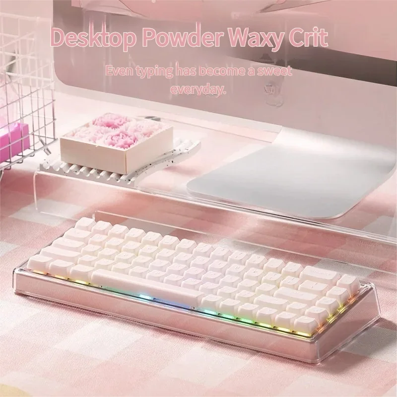 Elegant pink mechanical keyboard for silent wireless typing, featuring a soft matte finish and minimalist aesthetic.