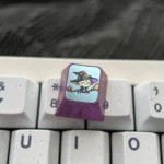 Premium Titanium Pokemon Halloween ESC keycap, Theme Five variant, depicting a vibrant anime character with intricate metallic details.