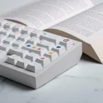 QK65 Celestial Keycaps custom set shown from various angles, highlighting deep space colors and ethereal accents.