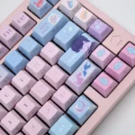 Rafayel Keycap Set displayed from various angles, highlighting its exclusive character-inspired double-shot legends and elegant side lettering.