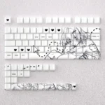 Rasaki original PBT translucent keycaps set with side-engraved legends, perfect for enhancing mechanical keyboards and their backlighting.