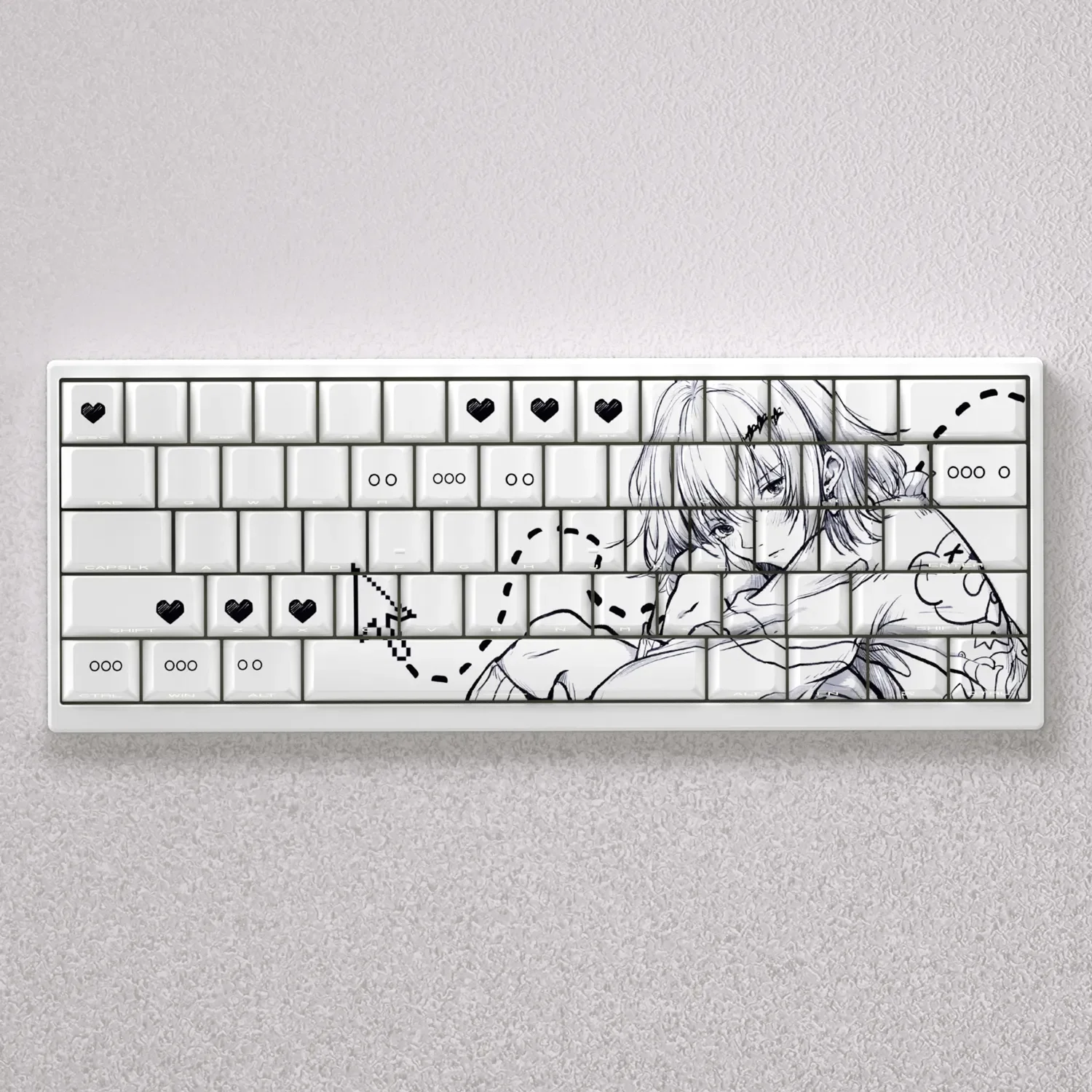 This 98-key Rasaki PBT keycap set features an Cherry profile and side-printed translucent legends, perfect for backlit mechanical keyboards.