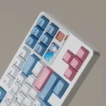 Explore the exclusive Rem PBT Dye-Sub Keycaps set Re:Zero Maid Set from various angles, highlighting its vibrant blue and white anime aesthetic.