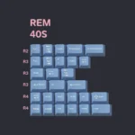 Detailed view of the exclusive Rem Re:Zero PBT dye-sub keycaps set, highlighting the charming blue and white maid set design from various angles.