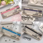 Premium Retro Flooding Series Cherry Keycap Set on display, highlighting their classic vintage aesthetic and crisp legends for custom keyboard.