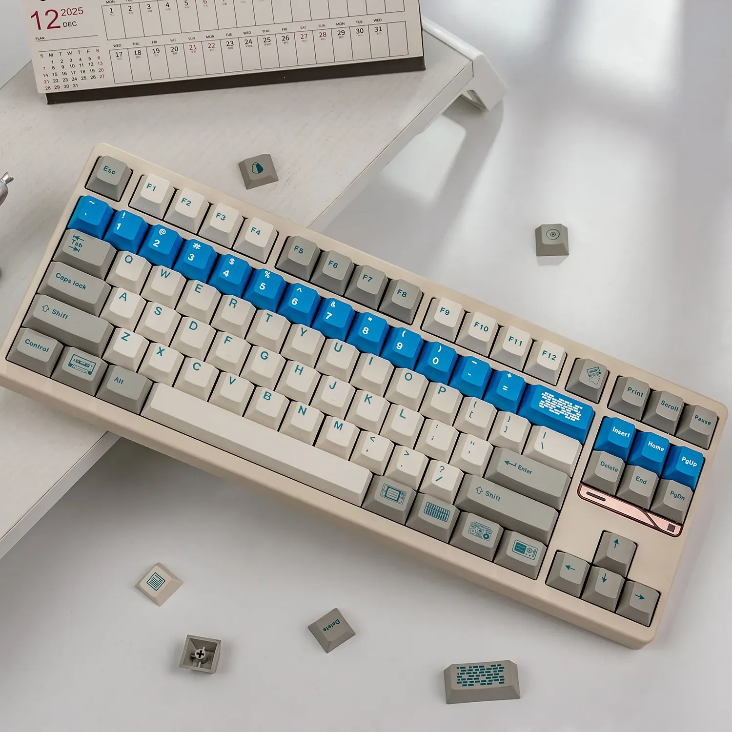 Gallery view of Retro Flooding Series Cherry Keycap Set, displaying their classic vintage aesthetic and crisp, durable legends.