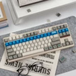 A gallery view of Retro Flooding Series Cherry Keycap Set, highlighting their classic vintage aesthetic, crisp legends, and premium feel.