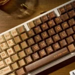 Revolver Keycap Set displayed from various angles, showcasing vintage firearm motifs, detailed industrial designs, and the durable PBT & PC material.