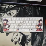 Whimsical Rikka keycaps set gallery showcasing vibrant Takanashi Rikka anime art, crisp side-printed legends, and brilliant RGB shine-through on durable P
