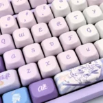 Distinctive Robin FOA Keycap Set, artistically angled to showcase the calm pastel blue and serene bird-inspired aesthetic.