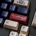Ronin Keycaps Set Samurai Spirit ABS tripleshot, displaying authentic Ronin design and premium sharp legends from a detailed angle, emphasizing stoic elegance setup.