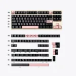 Ethereal Night Sakura Pink translucent PBT+PC double-shot keycaps full set, beautifully displaying delicate cherry blossoms and a dreamy, luminous design.