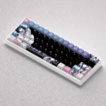 Multiple views of the exclusive Sankarea Anime-Themed PBT keycap set, showcasing its ethereal gothic character art for custom mechanical keyboards.