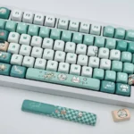 Sariel FOA Keycap Set presented from multiple elegant angles, highlighting exclusive character themes, serene cool tones, and subtle artistic design.