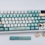 Exclusive Sariel FOA Keycap Set showcased with an elegant, serene aesthetic, featuring cool tones and subtle character motifs for a premium design.