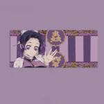 Detailed angle of the Shinobu Kocho Desk Mat, highlighting the iconic purple and pink butterfly design and its graceful, ethereal anime aesthetic.