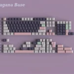 Shinobu Kocho Keycaps Set art set showing various angles, highlighting the exquisite anime design, vibrant silk-screen details, and elegant butterfly motifs.