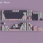 Shinobu Kocho Keycaps Set Latin Base set, showcasing exquisite anime art with vibrant purple-teal butterfly motifs and detailed silk-screen printing.