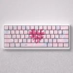 Light-transmitting pink Oath keycap set feature side-engraved characters, enhancing keyboard aesthetics for an immersive and vibrant typing experience.