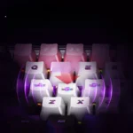 Sleek 'Silver Wing' magnetic switch gaming keyboard with electroplated gradient, transparent PC, futuristic design, and 0.01ms RT.