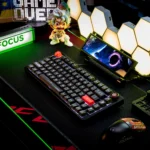 Gallery views of Cosmic Odyssey PBT space keycaps set, showing durable construction and immersive deep space exploration designs from multiple angles.