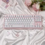 Serene Spring Theme Keycaps set, PBT dye-sublimated with vibrant florals and gentle nature elements, compatible with magnetic keyboards.
