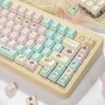 An array of Stardew Valley pixel art PBT keycaps set, showcasing charming game scenes and vibrant nostalgic aesthetics for mechanical keyboards.