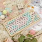 Vibrant, charming Stardew Valley pixel art keycaps set for mechanical keyboards, featuring nostalgic game scenes and PBT dye-sub craftsmanship.