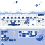 Durable PBT spherical Starry keycap set with deep blue cosmic design and twinkling stars for mechanical keyboards.