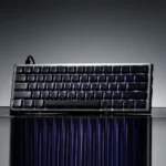 Celestial Glitter Starry Sky Keycap Set, translucent deep black PC with sparkling cosmic glitter, elegant side-engraved, magnetic compatible.