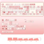 A vibrant 143-key PBT dye-sublimation strawberry keycap set, featuring a playful berry story design in soft pastel colors, emphasizing durable PBT.